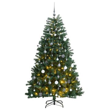 vidaXL Kalėdų eglutė su šarnyrinėmis šakomis/LED/žaisliukais, 240cm