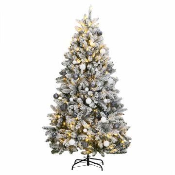vidaXL Kalėdų eglutė su šarnyrinėmis šakomis/LED/žaisliukais, 210cm