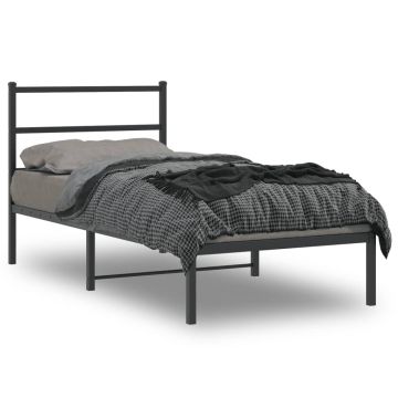 vidaXL Metalinis lovos rėmas su galvūgaliu, juodos spalvos, 90x190cm
