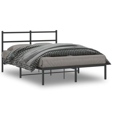 vidaXL Metalinis lovos rėmas su galvūgaliu, juodos spalvos, 140x190cm