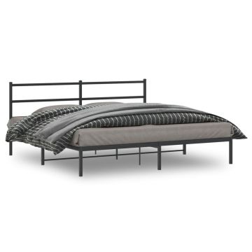 vidaXL Metalinis lovos rėmas su galvūgaliu, juodos spalvos, 200x200cm