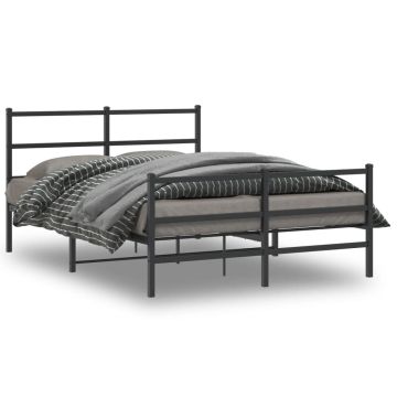 vidaXL Lovos rėmas su galvūgaliu/kojūgaliu, juodas, 140x190cm, metalas