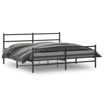 vidaXL Lovos rėmas su galvūgaliu/kojūgaliu, juodas, 193x203cm, metalas