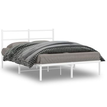 vidaXL Metalinis lovos rėmas su galvūgaliu, baltos spalvos, 140x190cm