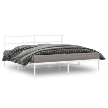 vidaXL Metalinis lovos rėmas su galvūgaliu, baltos spalvos, 183x213cm
