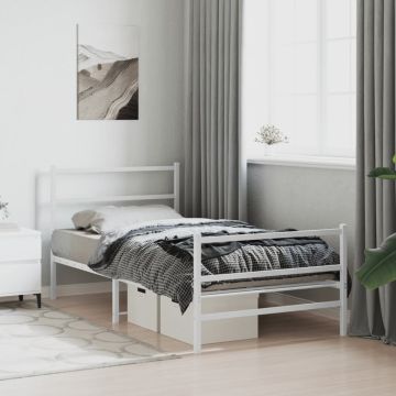 vidaXL Lovos rėmas su galvūgaliu/kojūgaliu, baltas, 107x203cm, metalas