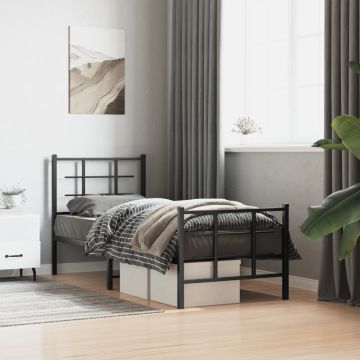 vidaXL Lovos rėmas su galvūgaliu/kojūgaliu, juodas, 75x190cm, metalas