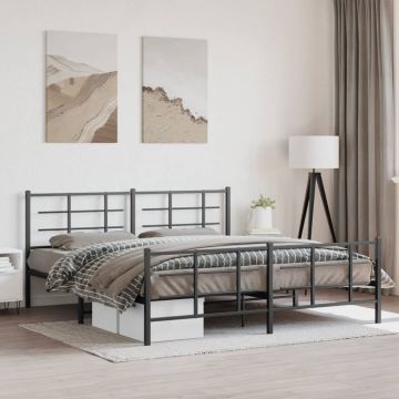 vidaXL Lovos rėmas su galvūgaliu/kojūgaliu, juodas, 183x213cm, metalas