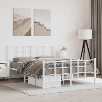 vidaXL Lovos rėmas su galvūgaliu/kojūgaliu, baltas, 140x190cm, metalas