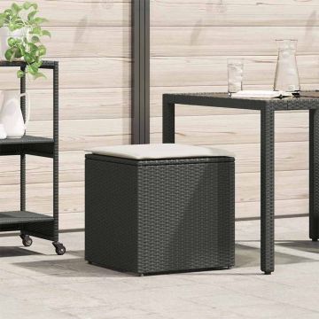 vidaXL Pagalvėlės dėžutė su saugykla Juoda 50 x 50 x 50 cm poliratanas