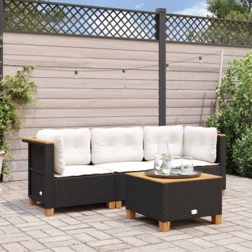 vidaXL Trivietė sodo sofa su pagalvėlėmis, juodos spalvos, poliratanas