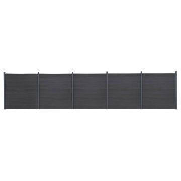 vidaXL Tvoros segmento rinkinys, pilkos spalvos, 872x186cm, WPC