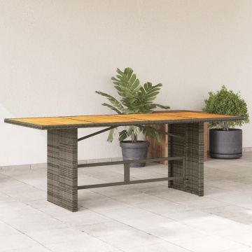 vidaXL Stalas su akacijos stalviršiu, pilkas, 190x80x75cm, poliratanas