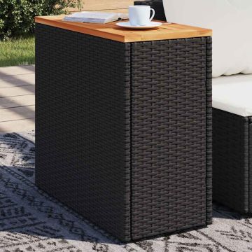 vidaXL Sodo staliukas su mediniu stalviršiu, juodas, 58x27,5x55cm, polirotangas