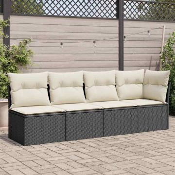 vidaXL Keturvietė sodo sofa su pagalvėlėmis, juoda, poliratanas