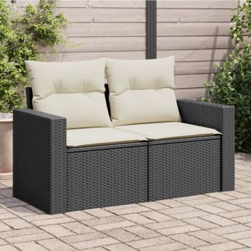 vidaXL Dvivietė sodo sofa su pagalvėlėmis, juodos spalvos, poliratanas