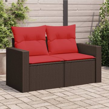vidaXL Sodo sofa su pagalvėlėmis, dvivietė, ruda, polirotangas