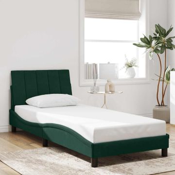 vidaXL Lovos rėmas be čiužinio Hanko tamsiai žalias 90x190 cm aksomas