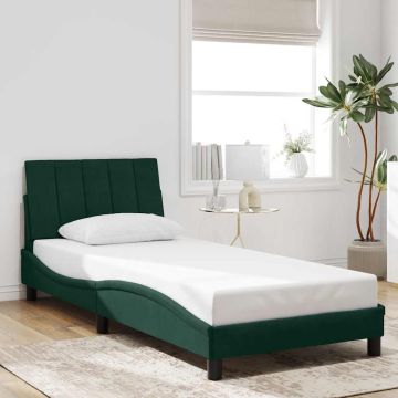 vidaXL Lovos rėmas be čiužinio Hanko tamsiai žalias 90x200 cm aksomas