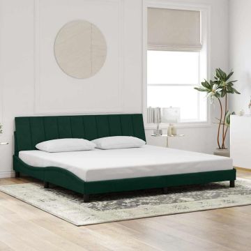 vidaXL Lovos rėmas be čiužinio Hanko tamsiai žalias 200x200 cm aksomas
