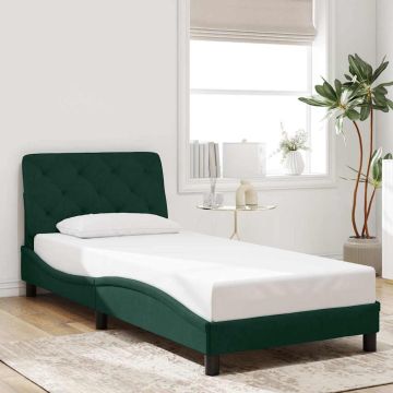 vidaXL Lovos rėmas be čiužinio tamsiai žalias 90x200 cm aksomas