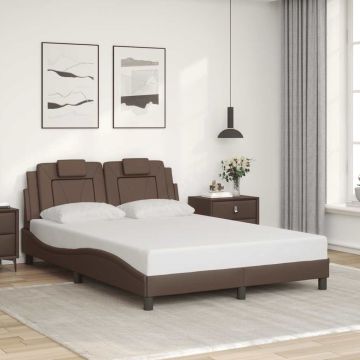 vidaXL Lovos rėmas, Viana, be čiužinio, ruda, 120 x 200 cm, dirbtinė oda