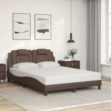 vidaXL Lovos rėmas, Viana, be čiužinio, rudos, 140x190cm, dirbtinė oda