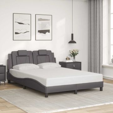 vidaXL Lovos rėmas, Viana, be čiužinio, pilkos, 140x190cm, dirbtinė oda