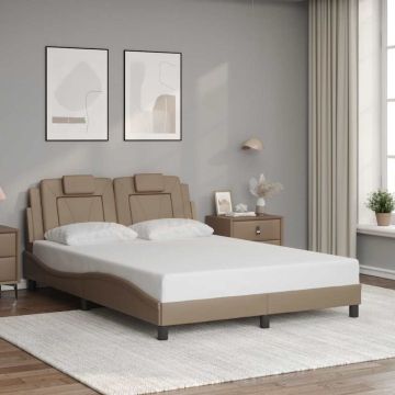 vidaXL Lovos rėmas, Viana, be čiužinio, kapučino, 140x190cm, dirbtinė oda