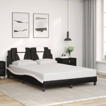 vidaXL Lovos rėmas, Viana, be čiužinio, juodas/baltas, 140x190cm, dirbtinė oda