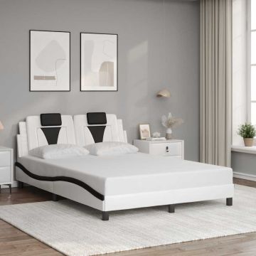 vidaXL Lovos rėmas, Viana, be čiužinio, baltas/juodas, 140x190cm, dirbtinė oda