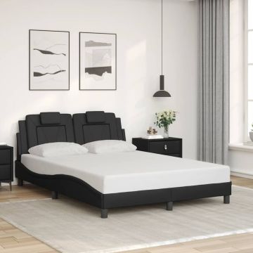 vidaXL Lovos rėmas, Viana, be čiužinio, juodos, 140x200cm, dirbtinė oda