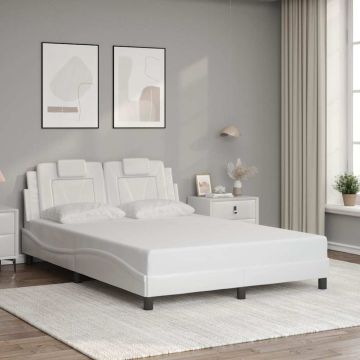 vidaXL Lovos rėmas, Viana, be čiužinio, baltos, 140x200cm, dirbtinė oda
