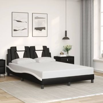 vidaXL Lovos rėmas, Viana, be čiužinio, juodas/baltas, 140x200cm, dirbtinė oda