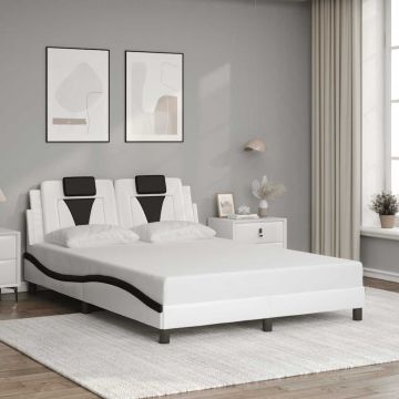 vidaXL Lovos rėmas, Viana, be čiužinio, baltas/juodas, 140x200cm, dirbtinė oda