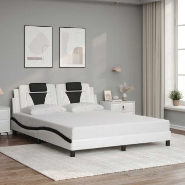 vidaXL Lovos rėmas, Viana, be čiužinio, baltas/juodas, 160x200cm, dirbtinė oda
