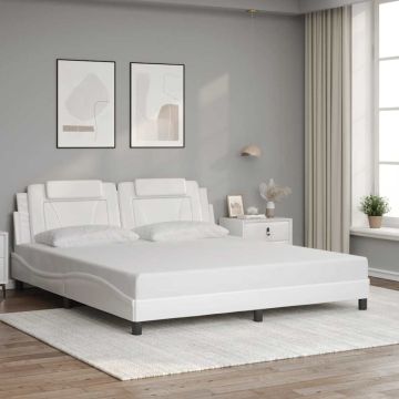 vidaXL Lovos rėmas, Viana, be čiužinio, baltos, 180x200cm, dirbtinė oda