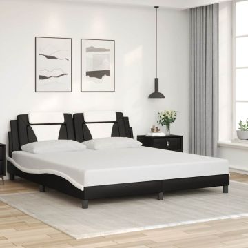 vidaXL Lovos rėmas, Viana, be čiužinio, juodas/baltas, 180x200cm, dirbtinė oda