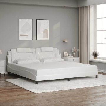 vidaXL Lovos rėmas, Viana, be čiužinio, baltos, 200x200 cm, dirbtinė oda