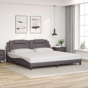 vidaXL Lovos rėmas, Viana, be čiužinio, pilkos, 200x200 cm, dirbtinė oda