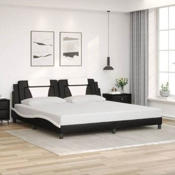 vidaXL Lovos rėmas, Viana, be čiužinio, juodas/baltas, 200x200cm, dirbtinė oda