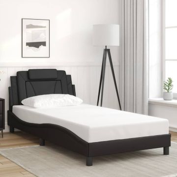 vidaXL Lovos rėmas, Viana, be čiužinio, juodos spalvos, 100x203cm dirbtinė oda