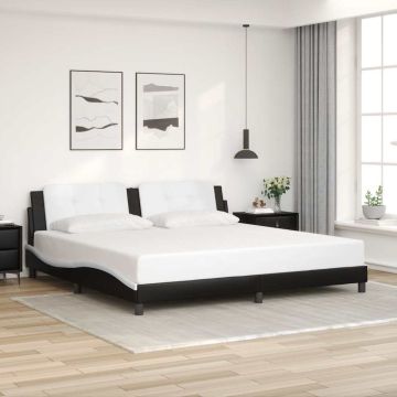 vidaXL Lovos rėmas be čiužinio, Zadar, juodas/baltas, 200x200cm, dirbtinė oda