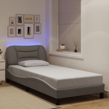 vidaXL Lovos rėmas su LED be čiužinio, Hvar, taupe spalvos, 80x200cm, audinys