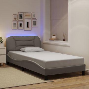 vidaXL Lovos rėmas su LED be čiužinio, Hvar, taupe spalvos, 100x200 cm