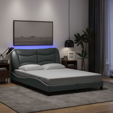 vidaXL Lovos rėmas su LED be čiužinio, Hvar, šviesiai pilkas, 120x200 cm