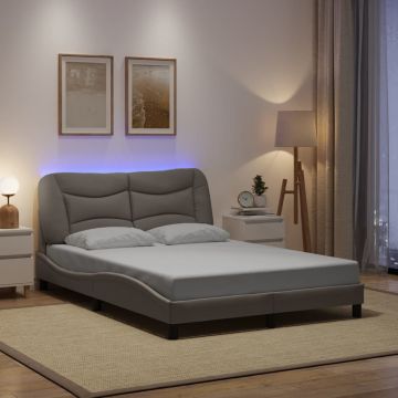 vidaXL Lovos rėmas su LED be čiužinio, Hvar, taupe spalvos, 120x200 cm