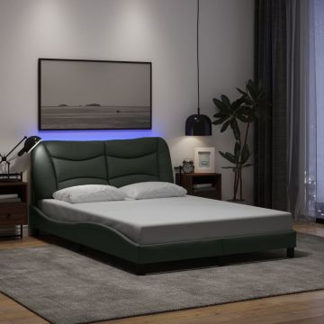 vidaXL Lovos rėmas su LED be čiužinio, Hvar, tamsiai pilkas, 140x200 cm