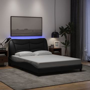 vidaXL Lovos rėmas su LED be čiužinio, Hvar, juodos spalvos, 140x200 cm