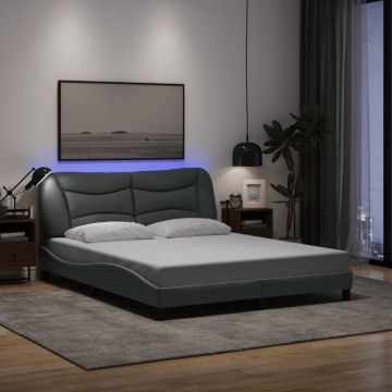 vidaXL Lovos rėmas su LED be čiužinio, Hvar, šviesiai pilkas, 160x200 cm